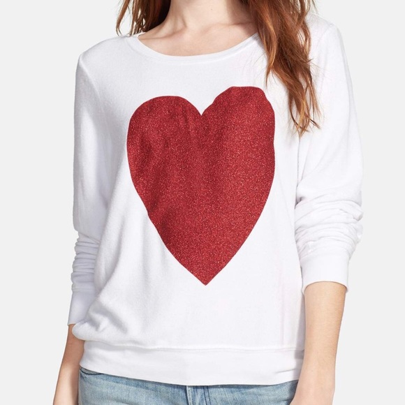 Wildfox NWOT Sparkle Red Heart Sweatshirt SALE - Picture 2 of 8